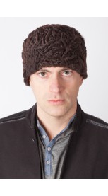 Karakul lamb fur hat - Dark brown